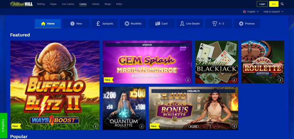 WilliamHill interface